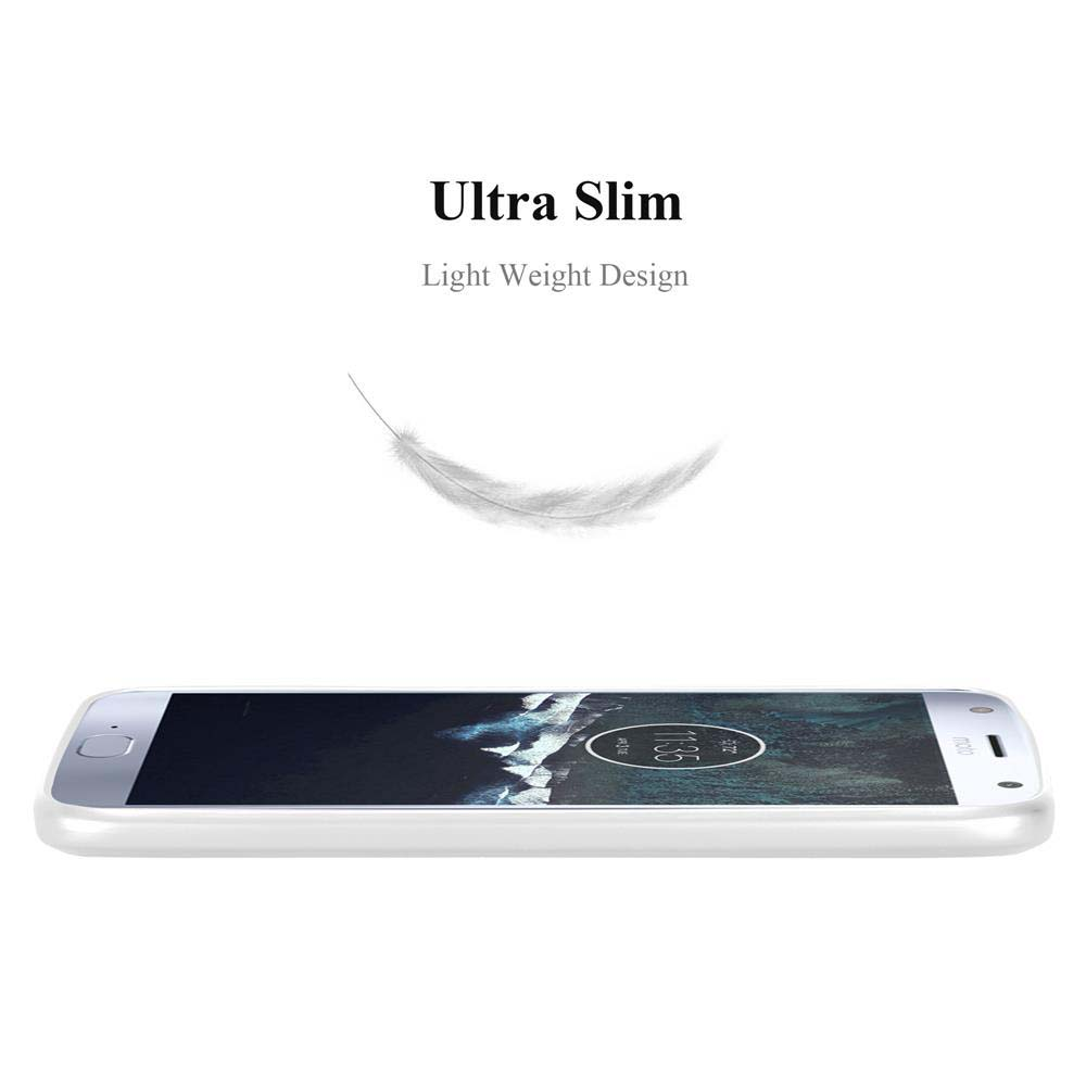 Ein weißes Smartphone von der Seite, mit einer Feder darüber. Text: 'Ultra Slim' und 'Light Weight Design'.