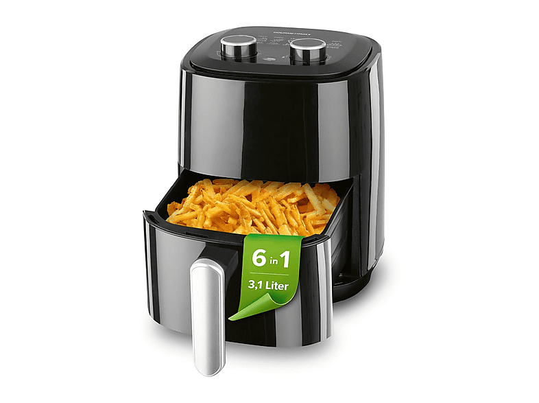 GOURMETMAXX Airfryer 3,1L Heißluft Fritöse 80 - 200°C Timer Heißluftfritteuse 1350 Watt Schwarz