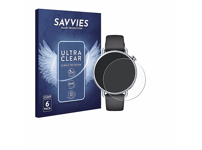 SAVVIES 6x klare Schutzfolie (für Xiaomi Watch S4 (41 mm))
