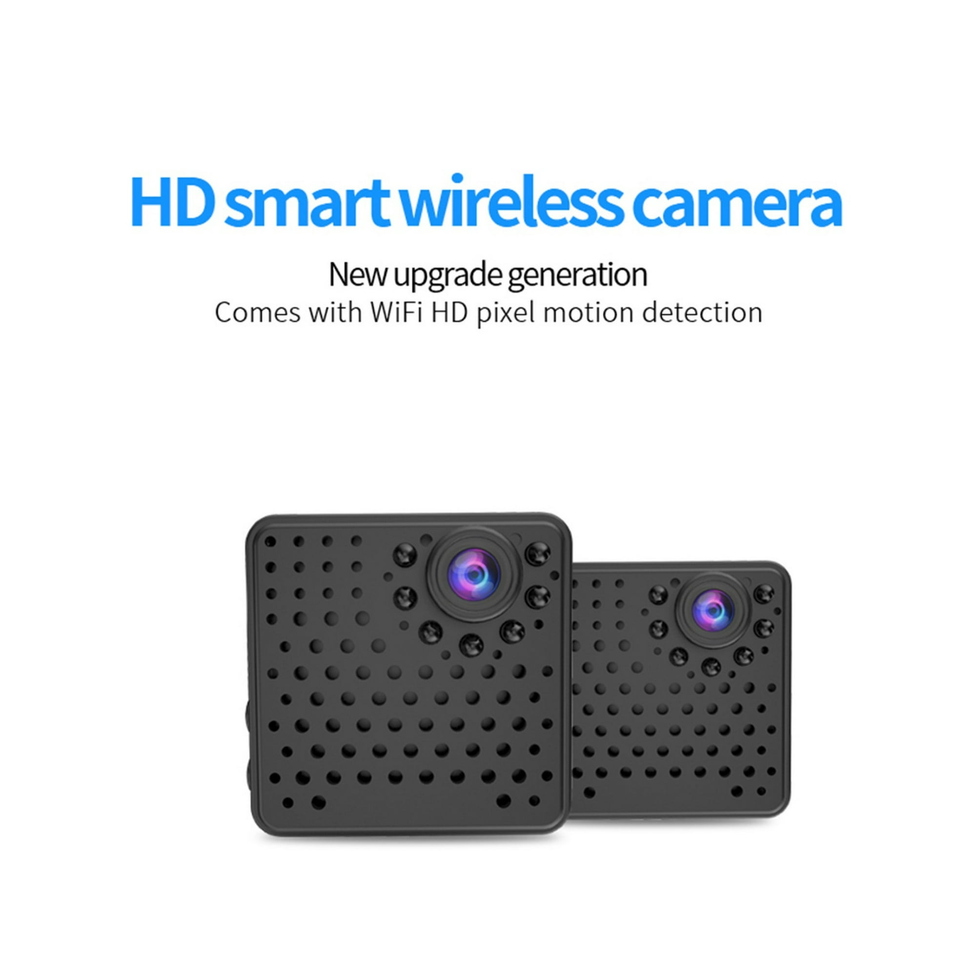 Zwei schwarze, intelligente, drahtlose Kameras. Text: HD Smart Wireless Kamera, Neue Upgrade-Generation, Wifi HD Pixelerkennung.