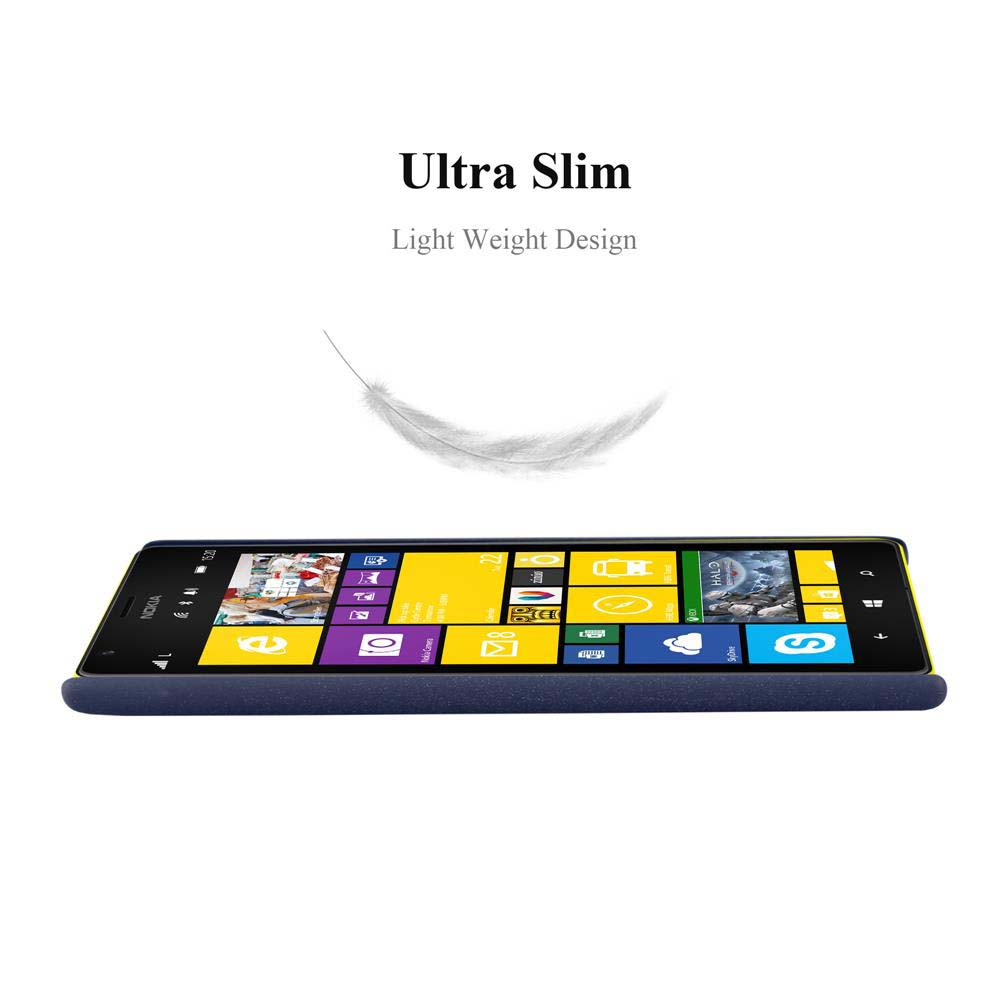 Uno smartphone con un'interfaccia colorata, lo schermo mostra le icone delle app. Il telefono è blu e ha uno sfondo bianco con testo e una piuma.