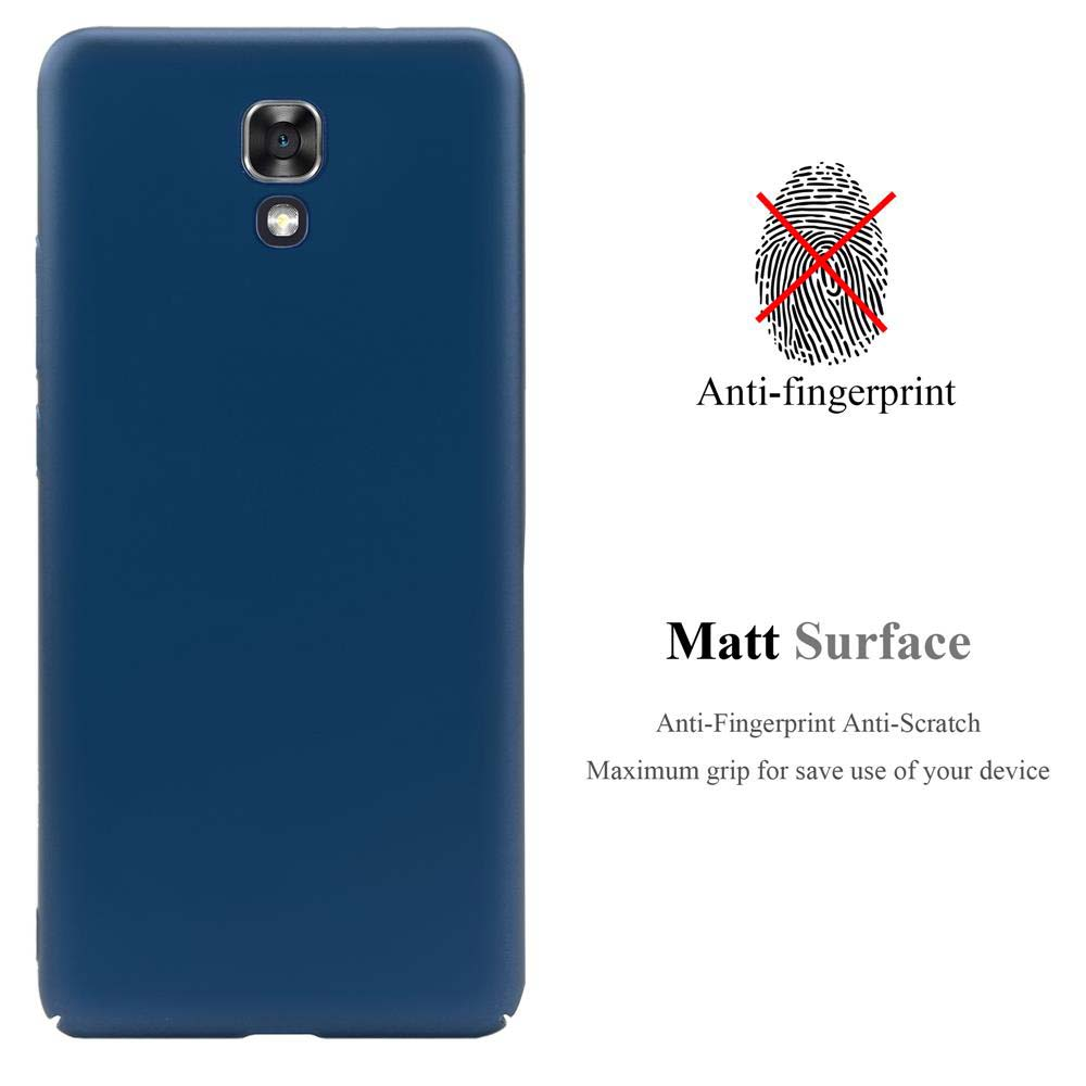 Eine dunkelblaue Handyhülle. Sie hat einen Kameraausschnitt, Anti-Fingerabdruck und matte Oberflächenmerkmale.