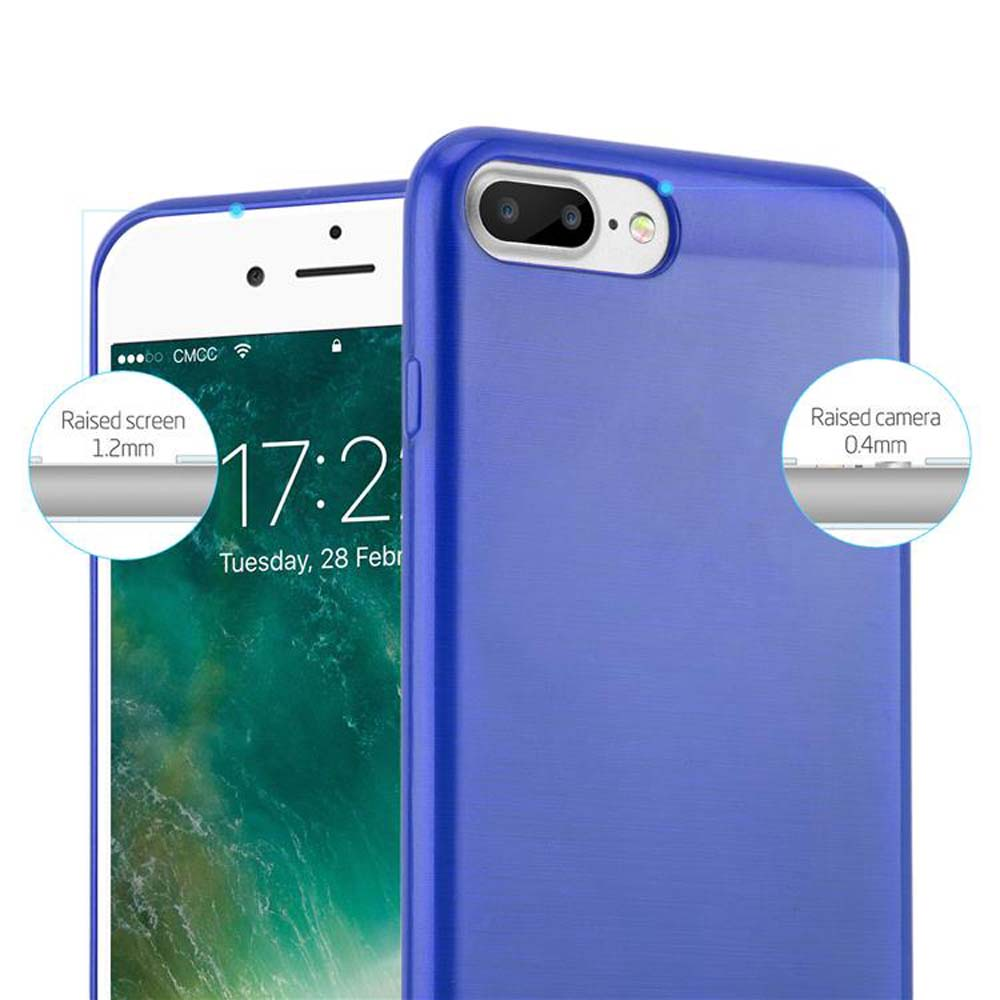 Dos smartphones, uno mostrando la hora 17:20. Un teléfono tiene una funda azul. Los detalles resaltan la altura de la pantalla y la cámara.