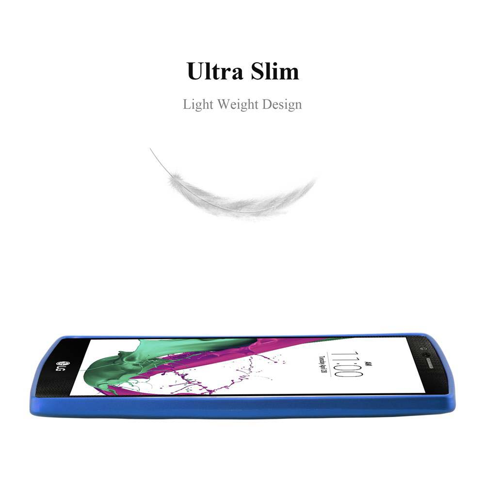 Teléfono azul con pantalla colorida, pluma blanca y texto 'Ultra Slim, Light Weight Design' sobre fondo blanco.