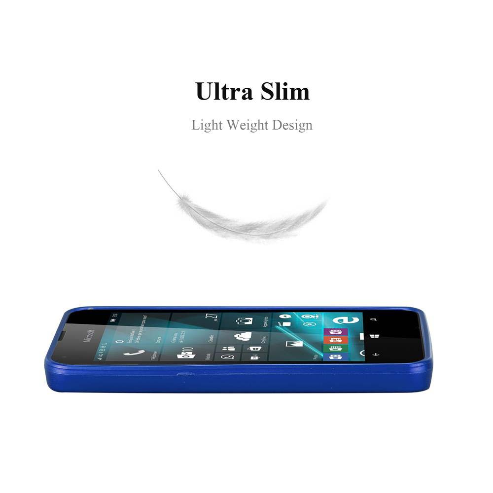 Un teléfono inteligente azul con pantalla negra. La pantalla muestra iconos de aplicaciones. Arriba, una pluma y el texto 'Ultra Slim'.