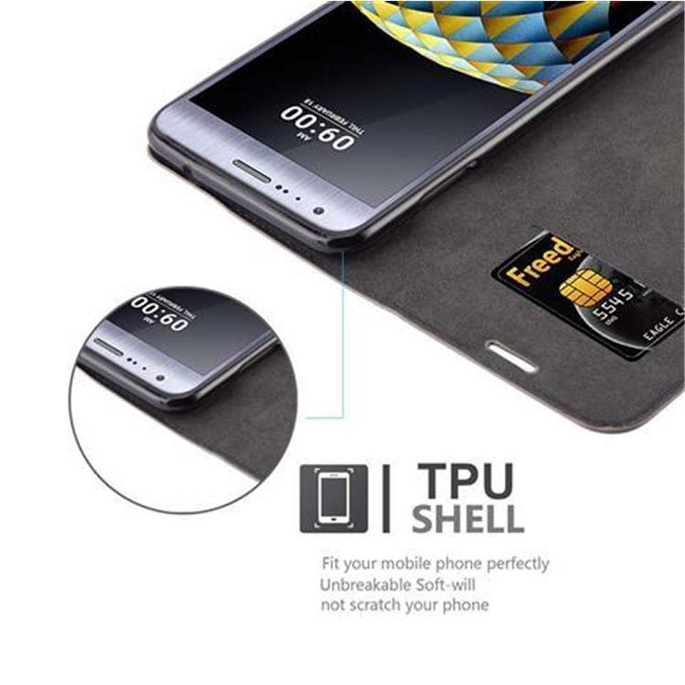 Un smartphone en una funda. Se ve una tarjeta de crédito dentro de la funda. La hora es 09:00 AM. La funda es una carcasa de TPU.
