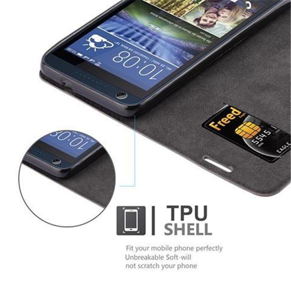 Ein Smartphone zeigt die Uhrzeit, eine Freed-Karte und eine TPU-Schale. Das Telefon liegt auf einer grauen Oberfläche mit Text.