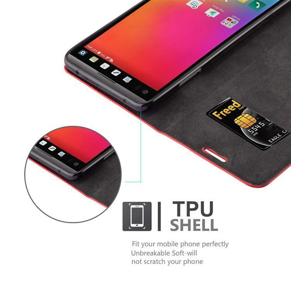 Un smartphone en una funda con una tarjeta de crédito. La pantalla muestra aplicaciones. Texto: TPU SHELL. Texto: Ajuste perfecto.