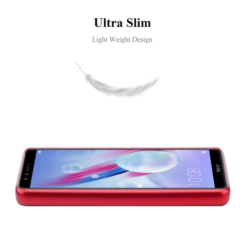 Un smartphone rojo con una pantalla colorida, bajo una pluma y las palabras 'Ultra Slim, Light Weight Design'.
