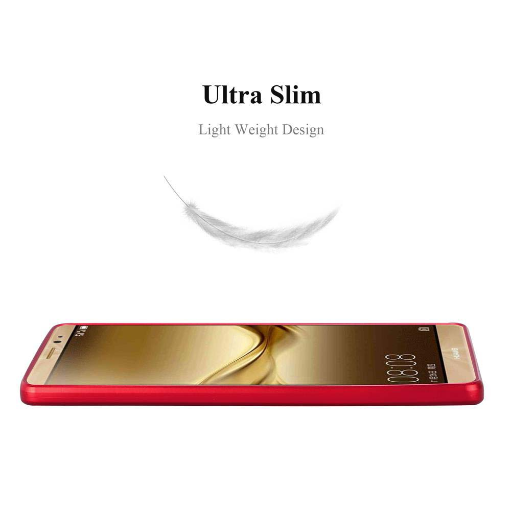 Un teléfono con marco rojo muestra la hora 08:08 en la pantalla. El texto 'Ultra Slim' y un gráfico de pluma también son visibles.