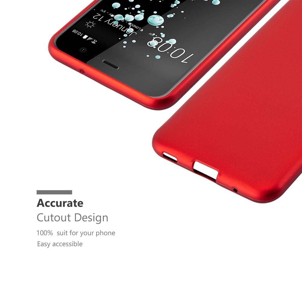 Un telefono rosso e una custodia sono mostrati. Il telefono mostra l'ora 10:08 e la data 12 gennaio. Il testo dice 'Accurate Cutout Design'.