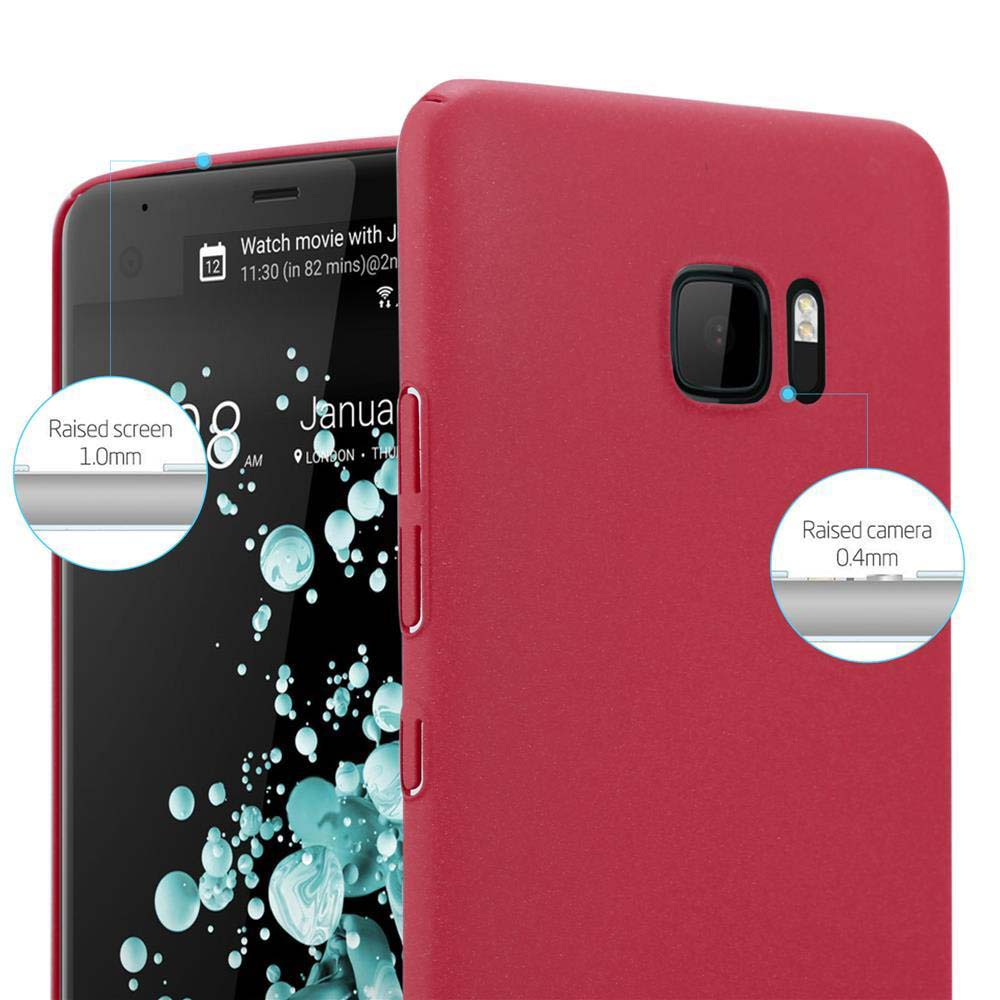 Ein Smartphone mit roter Hülle zeigt den Bildschirm. Es hat einen erhöhten Bildschirm und eine Kamera. Das Datum ist der 8. Januar.