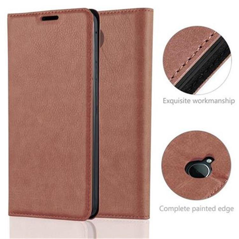 Custodia per telefono in pelle marrone. Caratteristiche: lavorazione squisita e bordo completamente verniciato. Design elegante e professionale.