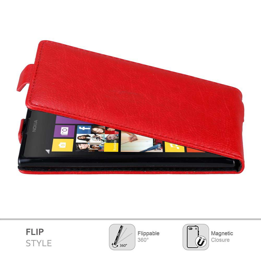 Ein rotes Nokia-Handy in einer Klapphülle. Der Bildschirm zeigt Apps. Die Hülle ist geöffnet, der Bildschirm ist sichtbar.