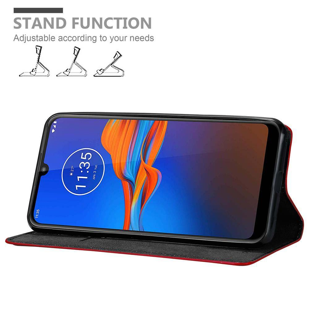 Ein Telefon in einer Hülle zeigt 11:35 an. Die Hülle ist rot umrandet. Text oben: STAND FUNCTION. Drei Symbole für die Standfunktion.