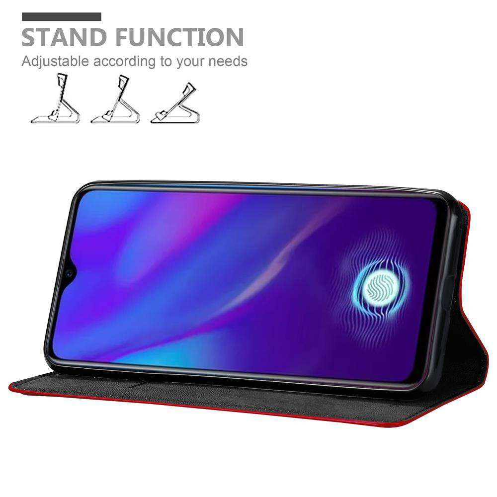 Una custodia per telefono con telefono. Il telefono ha uno schermo blu-viola con icona impronta digitale. Testo: Funzione supporto.