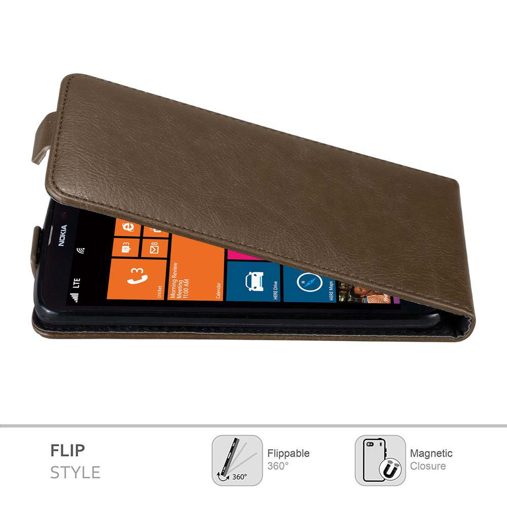 Ein Nokia-Telefon in einer braunen Klapphülle, das den Bildschirm mit App-Symbolen zeigt. Die Hülle ist geöffnet und zeigt das Display des Telefons.