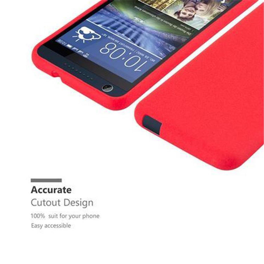 Una custodia rossa per telefono copre parzialmente lo schermo con ora e data. Testo sotto: 'Accurate Cutout Design'.
