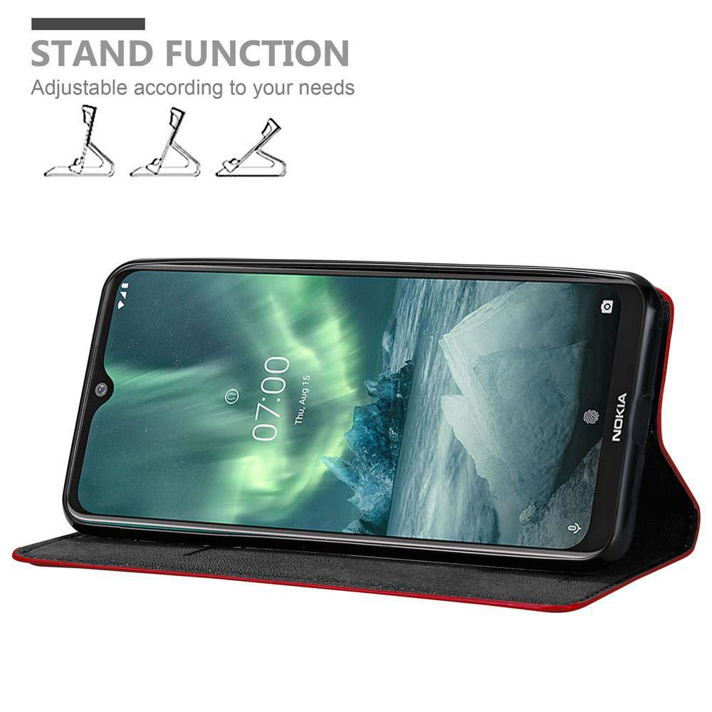 Ein Nokia-Telefon in einer Hülle, das 7:00 Uhr anzeigt. Die Hülle ist rot und schwarz, mit dem Nokia-Logo.