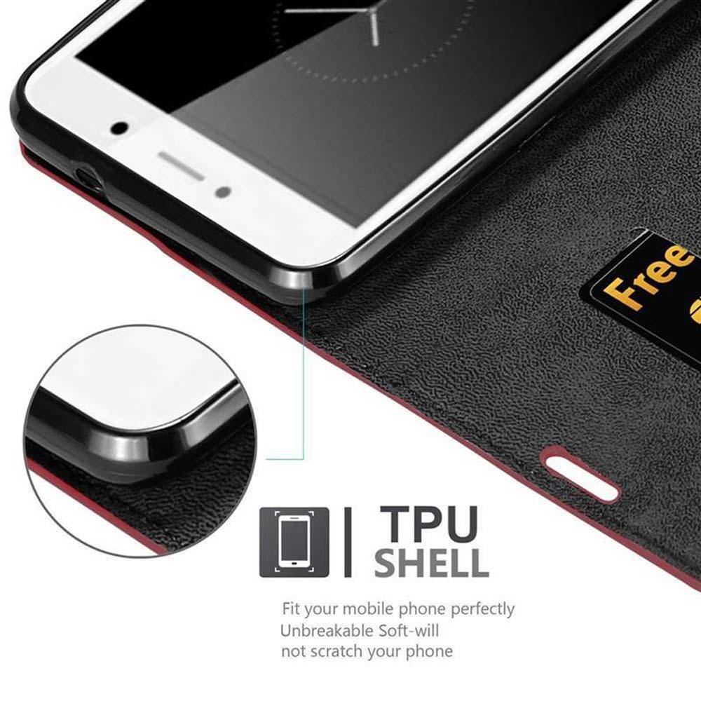 Ein Smartphone in einer schwarzen Hülle mit einer 'Free'-Karte. Eine Nahaufnahme zeigt den Bildschirm und das TPU-Shell-Logo.