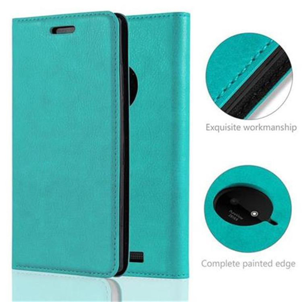 cadorabo Book Case works with Nokia Lumia 830 in PETROL TURQUOISE - with Magnetic Closure, Stand Function and Card Slot - Wallet Etui Cover Pouch PU