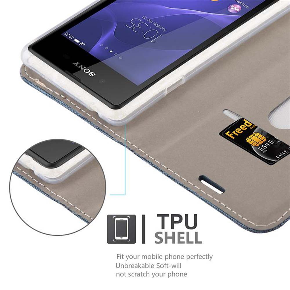 Uno smartphone in una custodia, che mostra l'ora 10:35. È visibile una carta di credito. Il testo sulla custodia dice 'TPU SHELL'.