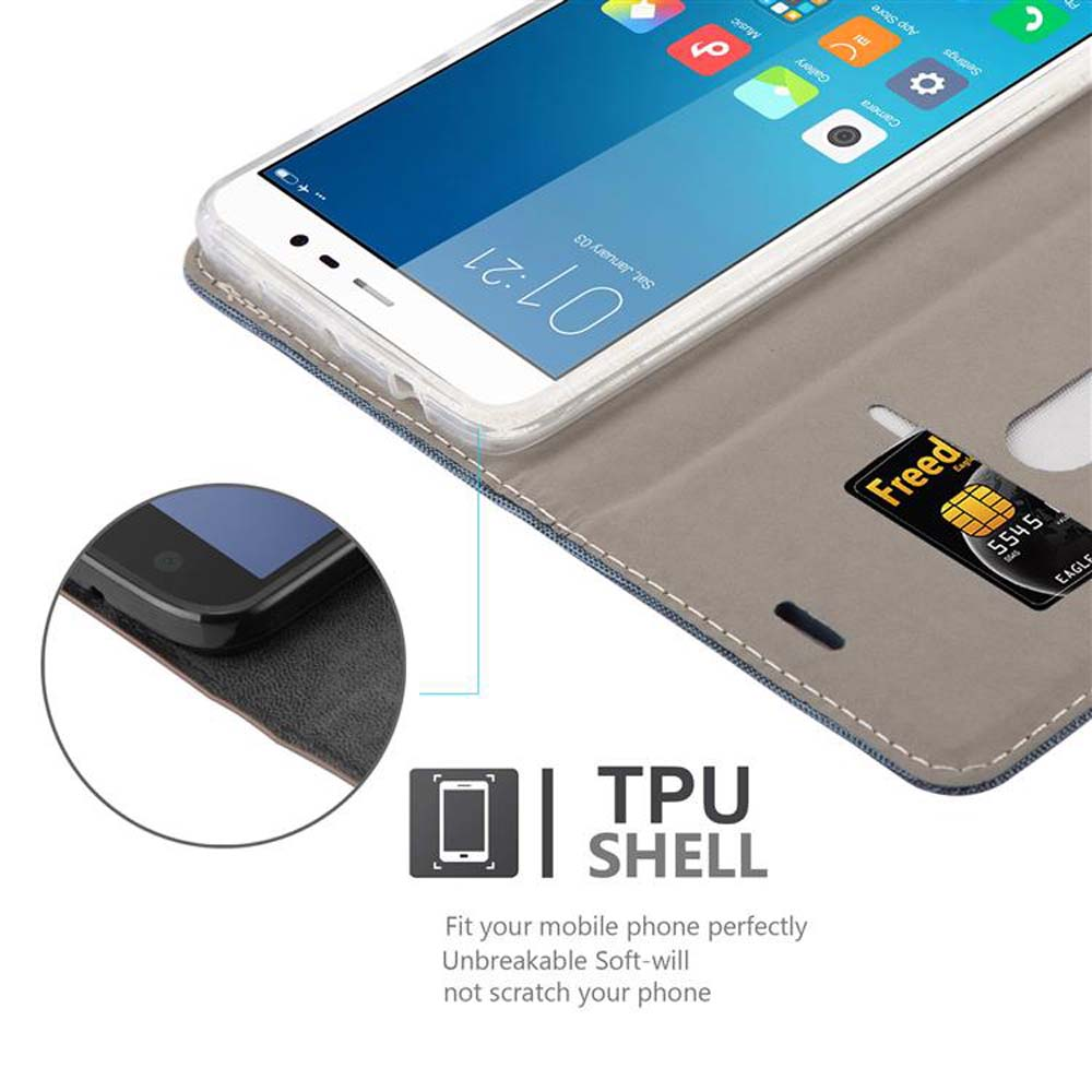 Ein Smartphone in einer Hülle zeigt Apps an. Eine Kreditkarte befindet sich in einem Schlitz. Text: 'TPU Shell' und 'Passend für Ihr Handy'.
