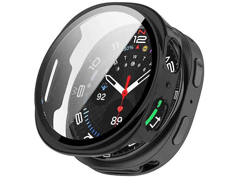 WIGENTO Kunststoff Design Hülle + H9 Hart Glas Watch Schutz Hülle (für Samsung Galaxy Watch 8 40mm)