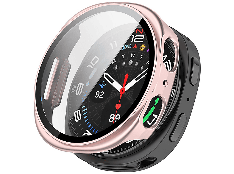 WIGENTO Kunststoff Design Hülle + H9 Hart Glas Watch Schutz Hülle (für Samsung Galaxy Watch 8 40mm)