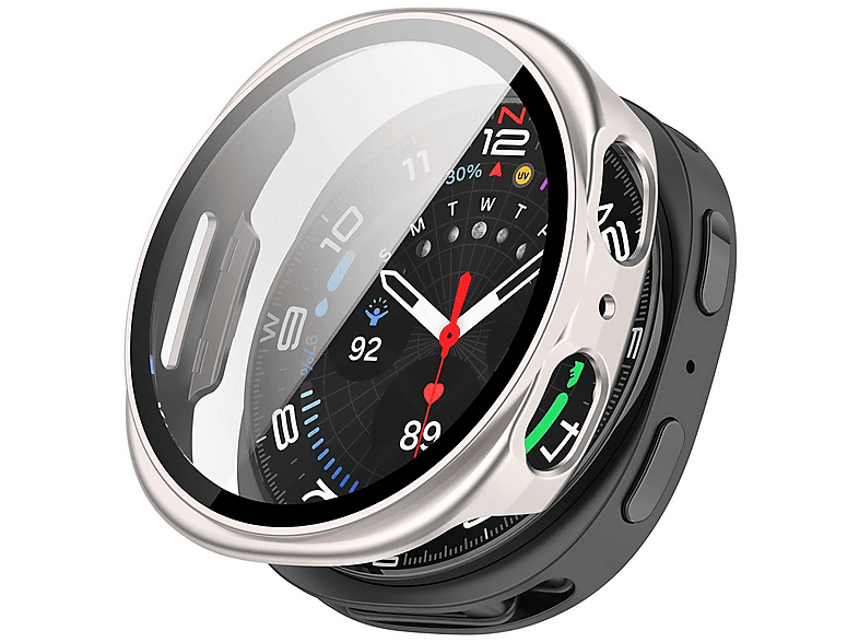 WIGENTO Kunststoff Design Hülle + H9 Hart Glas Watch Schutz Hülle (für Samsung Galaxy Watch 8 40mm)