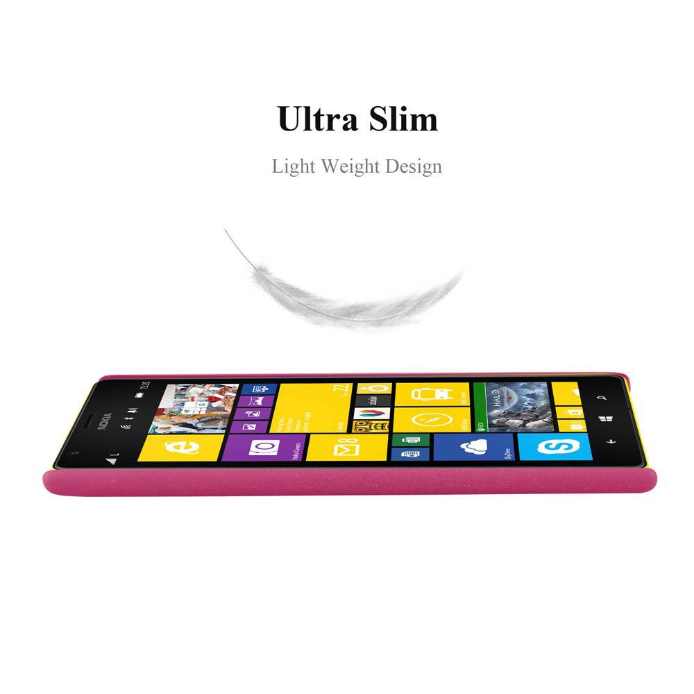 Un telefono Nokia con custodia rosa su sfondo bianco. 'Ultra Slim' e 'Light Weight Design' sono scritti sopra, con una piuma.
