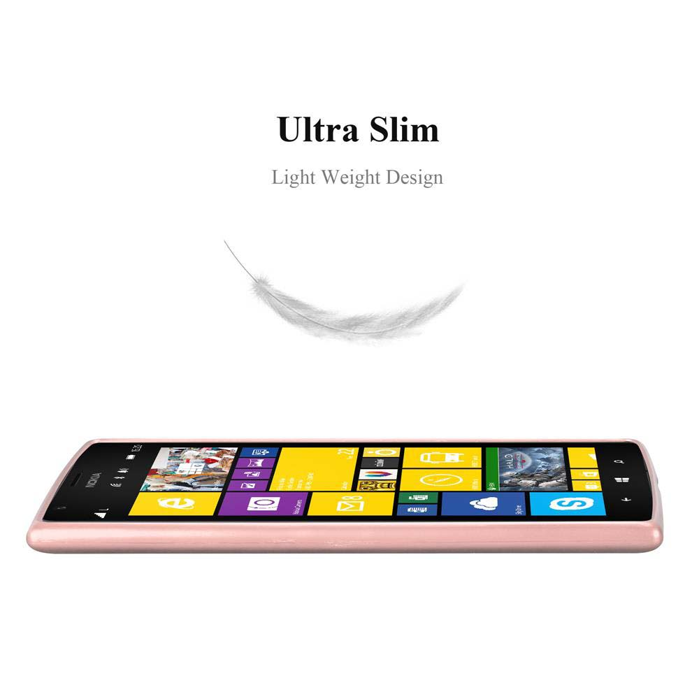 Uno smartphone rosa con touchscreen. Sopra, il testo dice 'Ultra Slim, Light Weight Design'. Una piuma fluttua sopra il telefono.