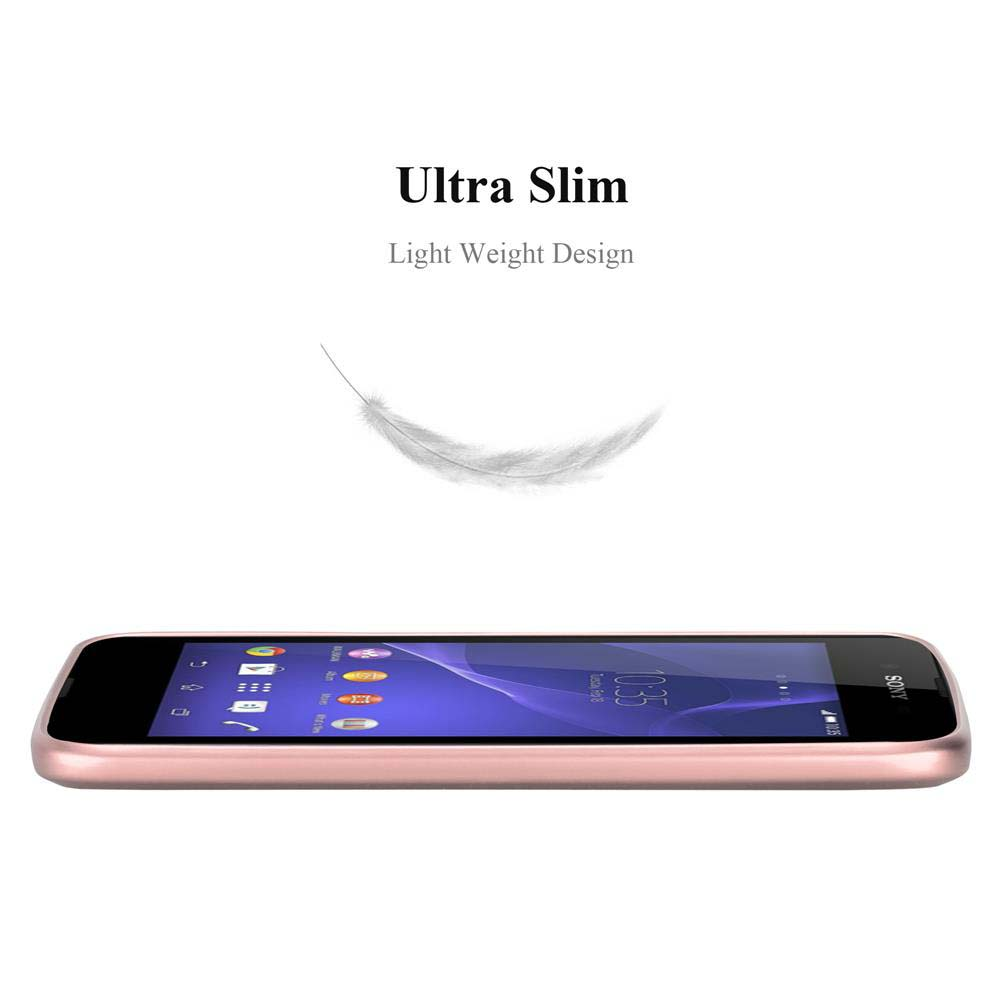 Un smartphone rosa dorado está en horizontal. Encima, texto: "Ultra Slim Light Weight Design". Una pluma flota encima.