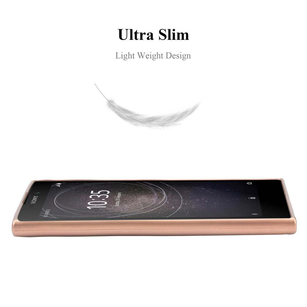 Ein roségoldenes Smartphone liegt horizontal. Der Bildschirm zeigt eine Uhr. Darüber stehen die Worte Ultra Slim, Light Weight Design.