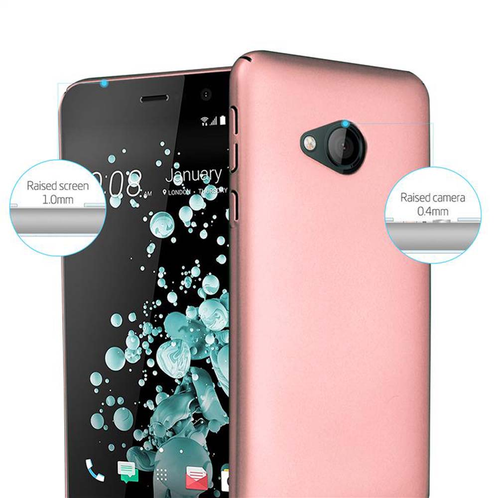 Uno smartphone rosa con schermo e fotocamera rialzati. Lo schermo mostra ora e data. I dettagli sono evidenziati.
