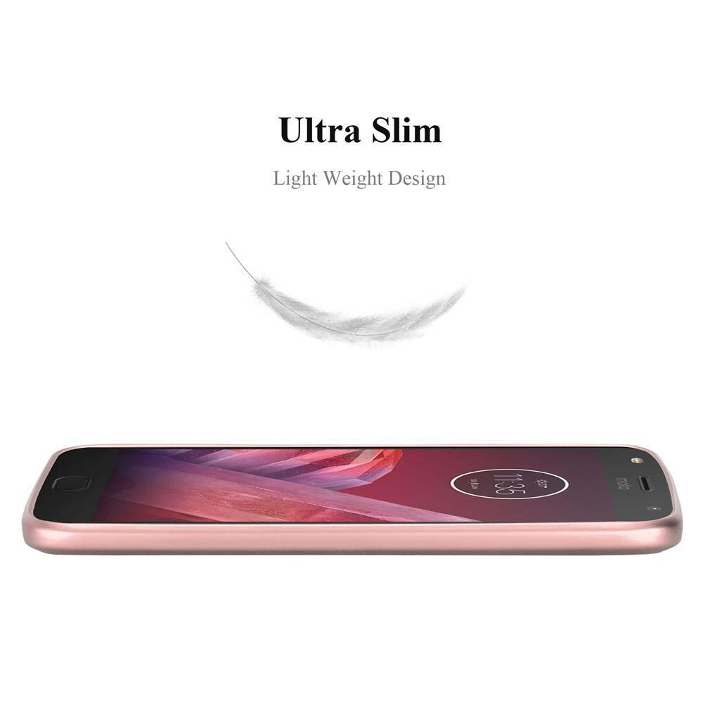 Un telefono color oro rosa su sfondo bianco. Sopra il telefono c'è una grafica a forma di piuma. Il testo dice 'Ultra Slim' e 'Light Weight Design'.
