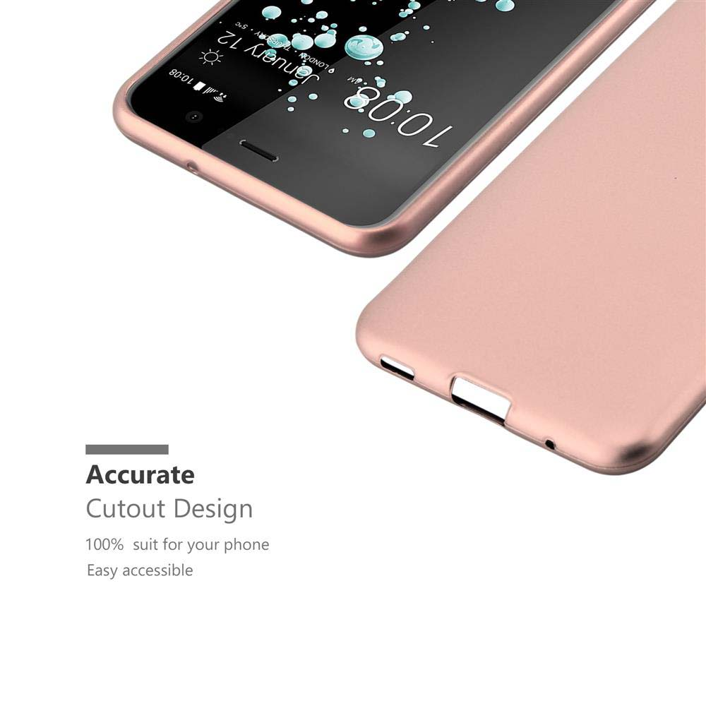 Nahaufnahme einer rosa Handyhülle und eines Telefons mit Uhrzeit und Datum. Aufschrift: Accurate Cutout Design.