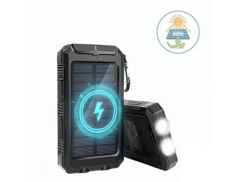 DEBUY Solar Outdoor 20000mAh Kompass Powerbank 20000 mAh Schwarz