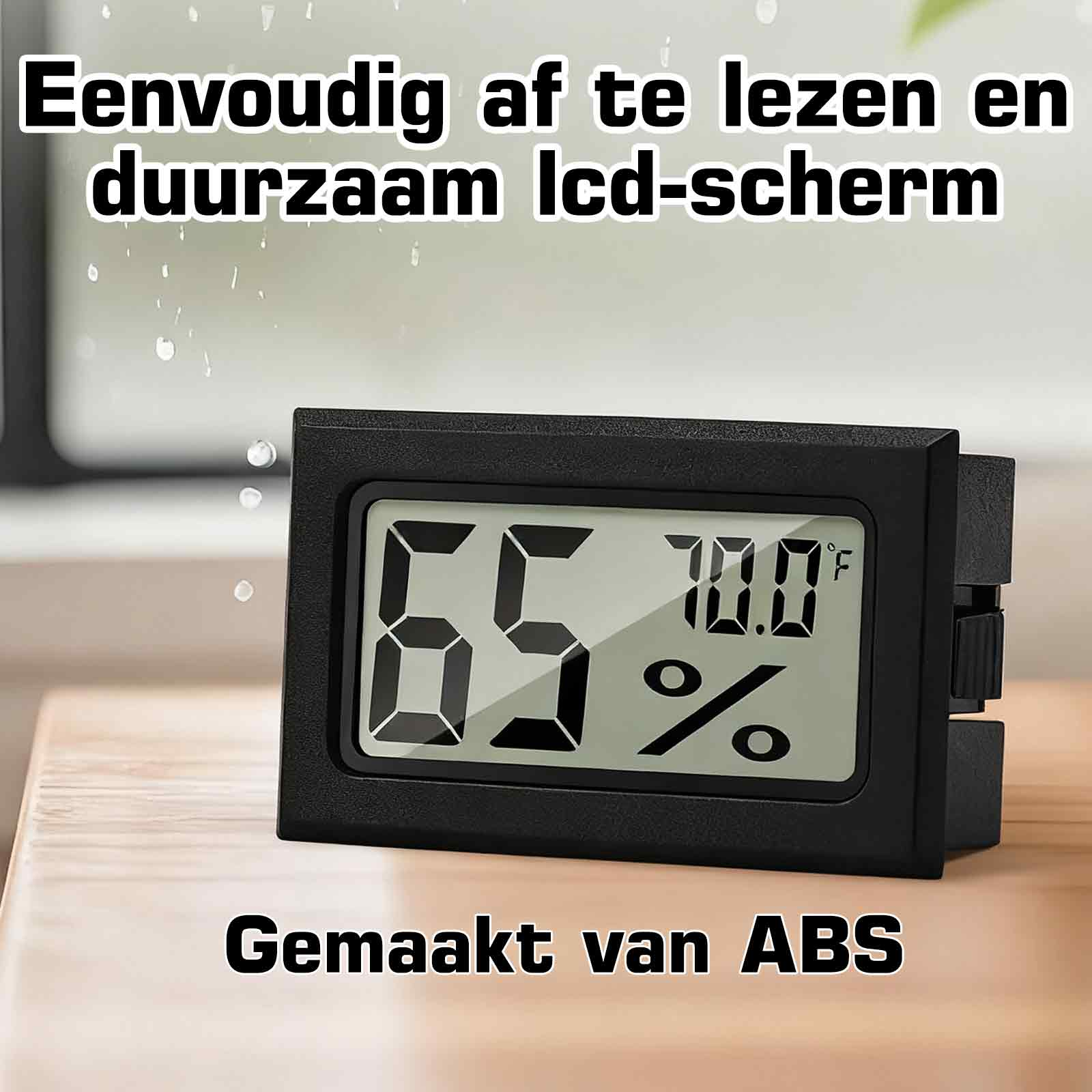 Ein schwarzes Digitaldisplay zeigt 65% und 70,0°F. Der Text oben lautet 'Leicht zu lesen'. 'Aus ABS' steht unten.