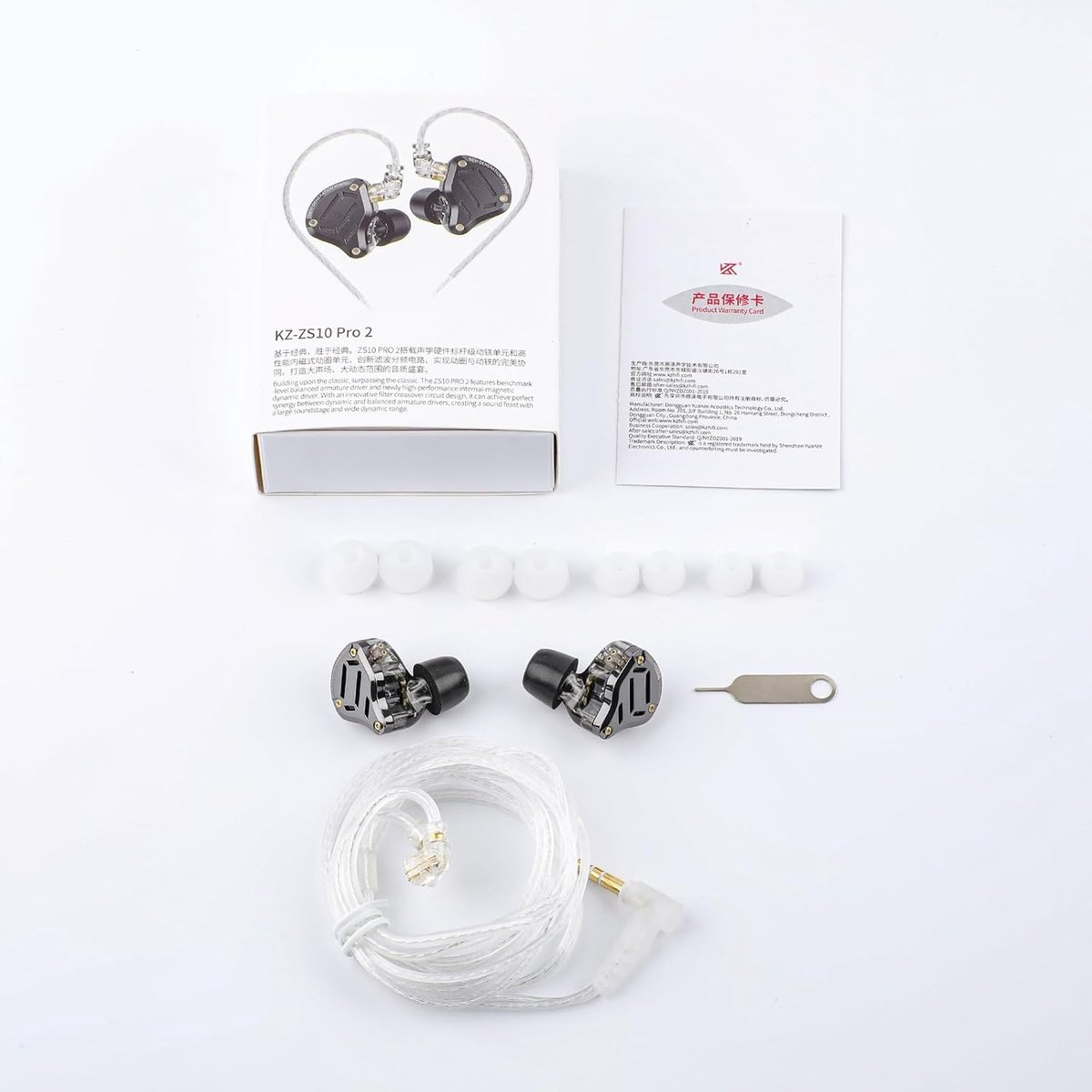 Yinyoo KZ ZS10 PRO X in-ear oortelefoon, 4BA 1DD hybride driver HIFI oordopjes, bedrade hoofdtelefoon met 0,75 mm 2-pins kabel voor audiofiele muzikant podium (PRO X-zwart, geen microfoon