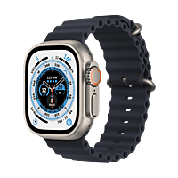 MediaMarkt APPLE Watch Ultra 49mm – Titanium Case – GPS + Cellular – Midnight Ocean Band Smartwatch Blauw aanbieding