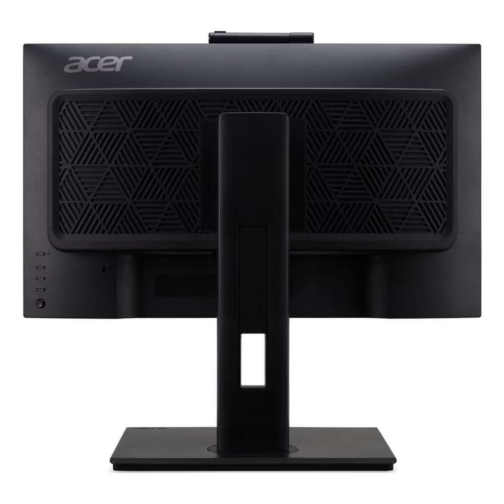 Back view of a black Acer monitor. Features a stand, ventilation pattern, and the Acer logo at the top.
