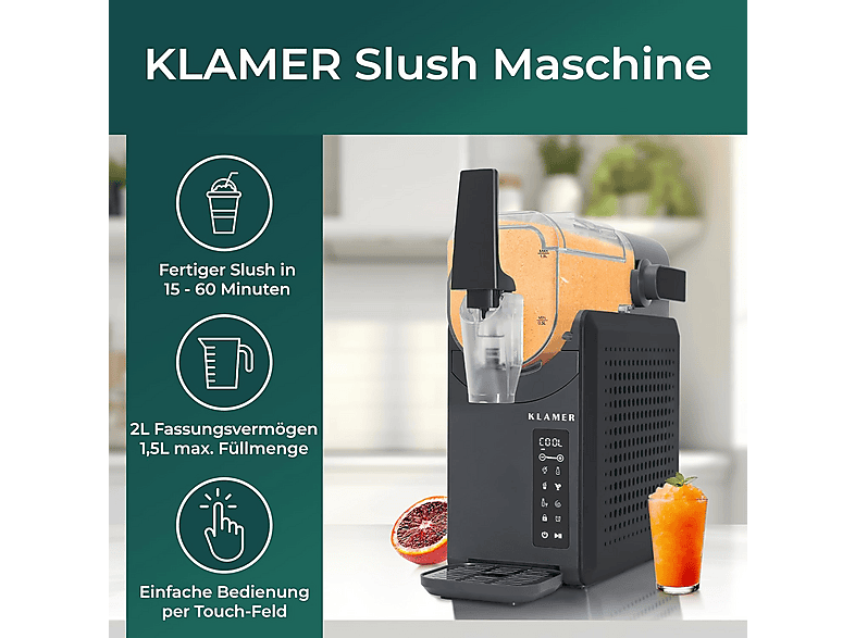 KLAMER Slush Maschine Eismaschine (220 Watt, Schwarz)