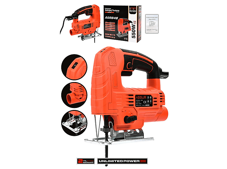 ASSUR Assur Profesyonel 550W Devir Ayarlı Dekupaj Testere Makinesi Dekupaj Testere