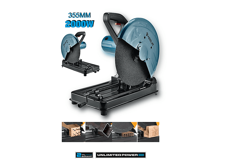ASSUR 2000 W Bakır Sargılı Metal Şanzıman 355 mm Profil Kesme Makinesi