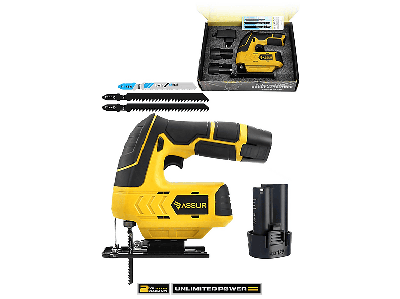 ASSUR Assur 12V Çift Akülü Şarjlı Dekupaj Testere Makinesi Dekupaj Testere