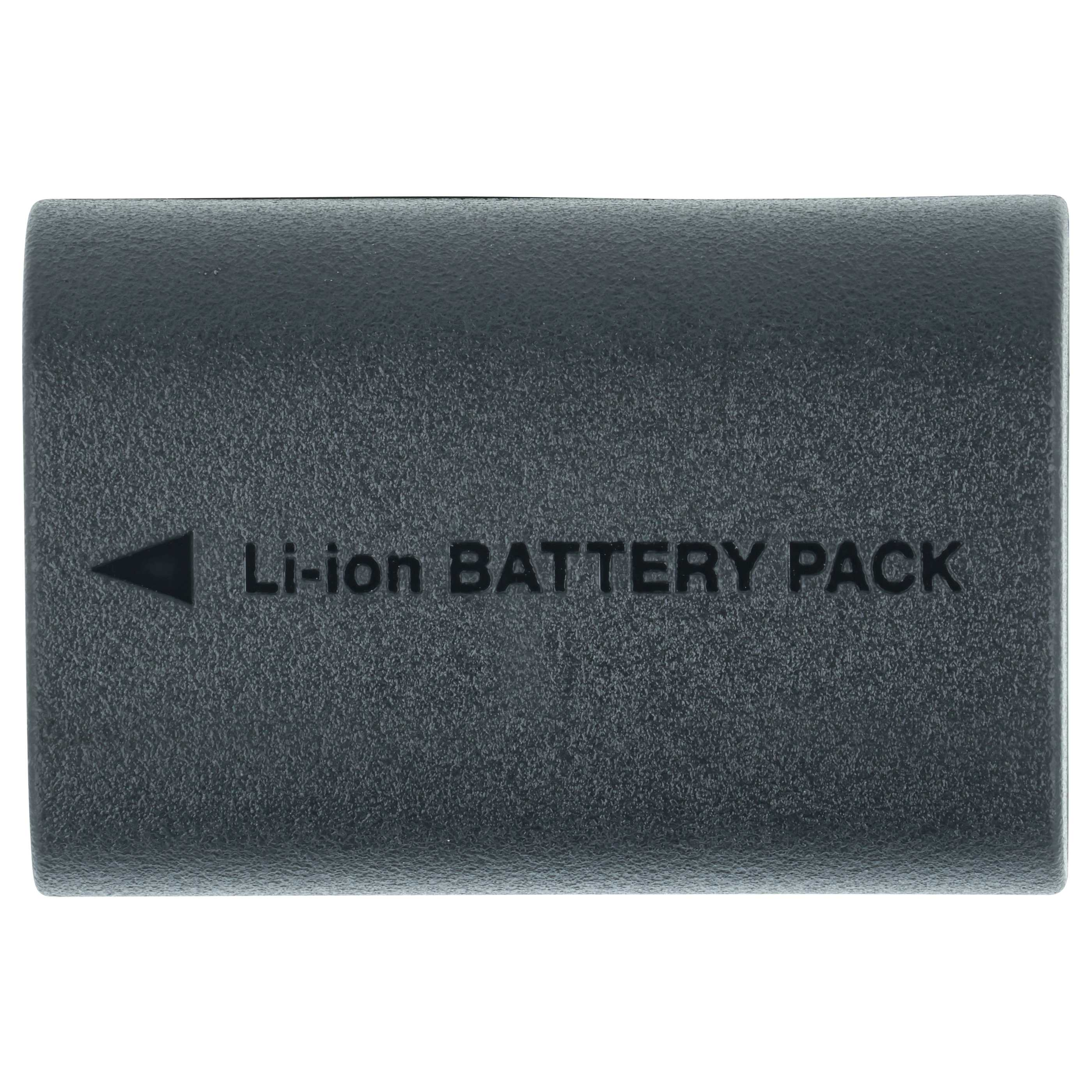 Ein dunkelgrauer rechteckiger Akku mit dem Aufdruck 'Li-ion BATTERY PACK'.