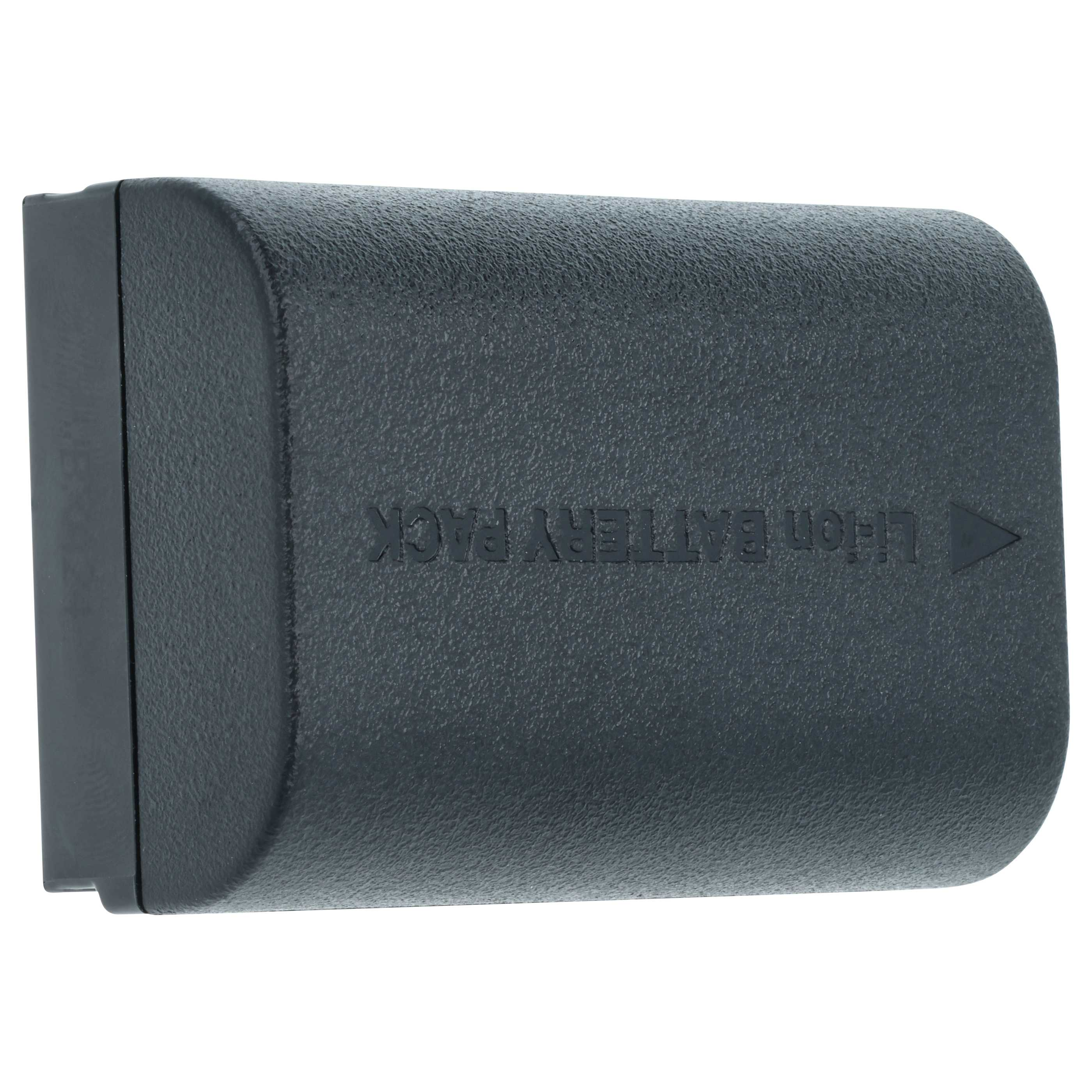 Ein dunkelgrauer Akku für eine Kamera. Er trägt den Text "Li-Ion Battery Pack".