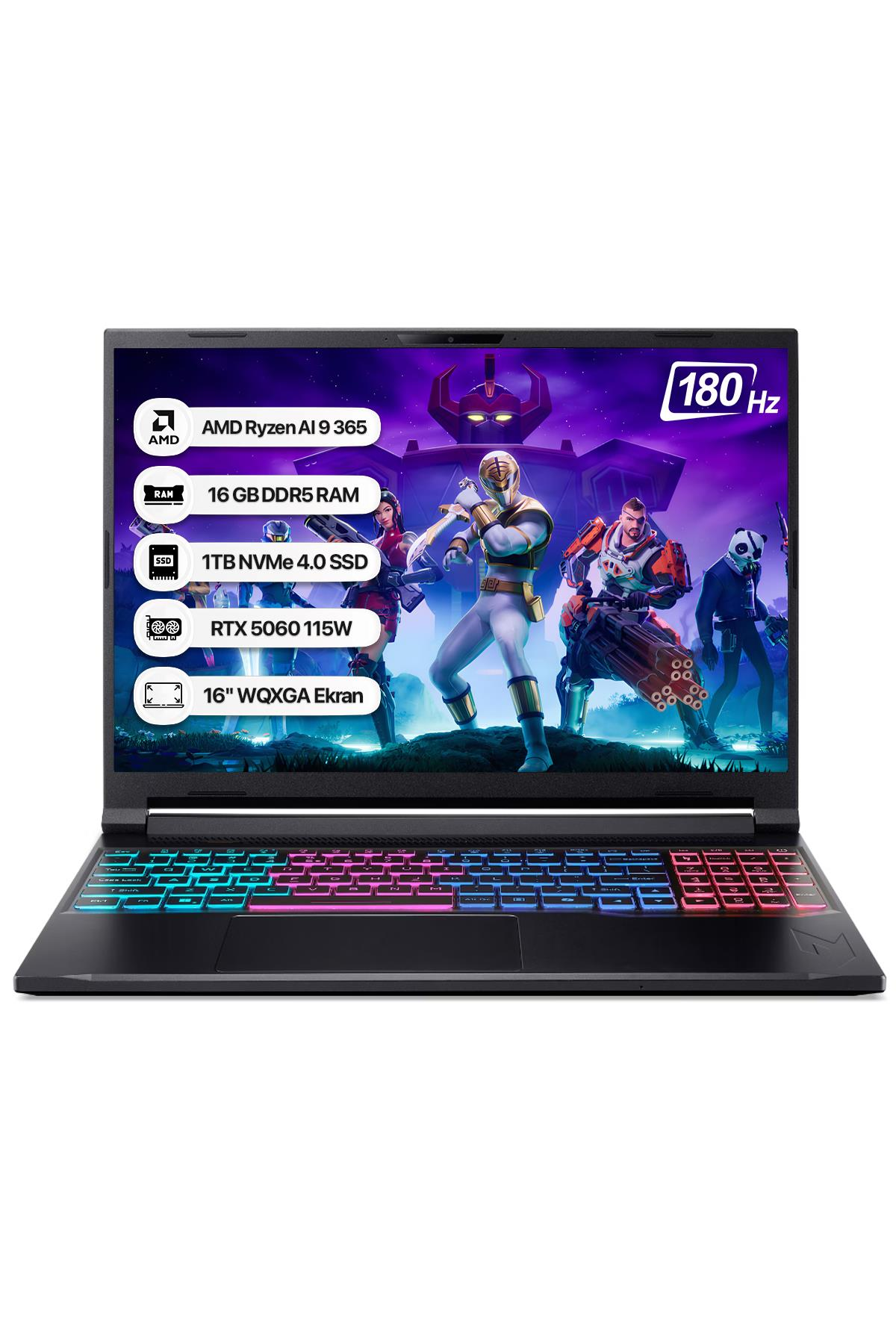ACER Nitro 16S NH.QXUEY.001 180Hz WQXGA Ryzen AI 9 365 16 GB RAM 1 TB SSD 16 inç FreeDOS Laptop Siyah