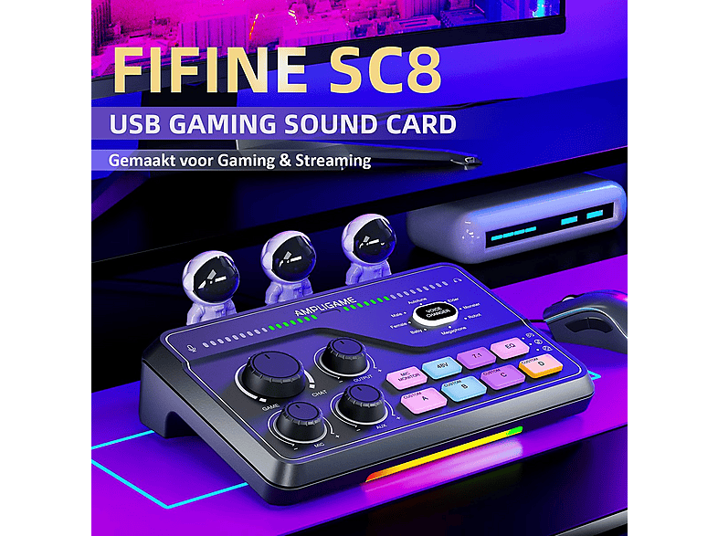 FIFINE Ampligame SC8 USB Oyuncu Ses Mikseri Siyah Fiyat & Özellik
